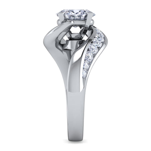 14K White Gold Oval Diamond Channel Set Engagement Ring