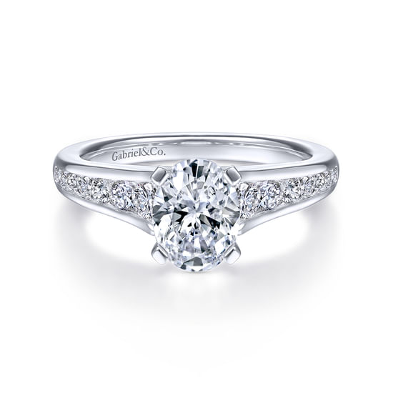 Gabriel - 14K White Gold Oval Diamond Channel Set Engagement Ring