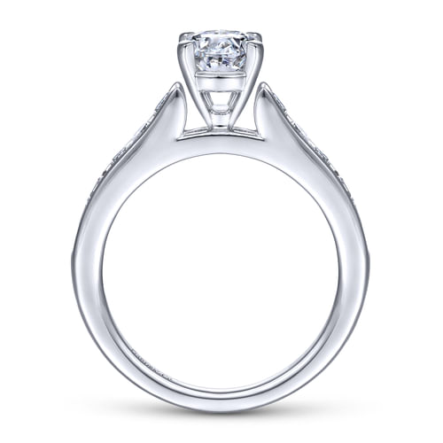 14K White Gold Oval Diamond Channel Set Engagement Ring