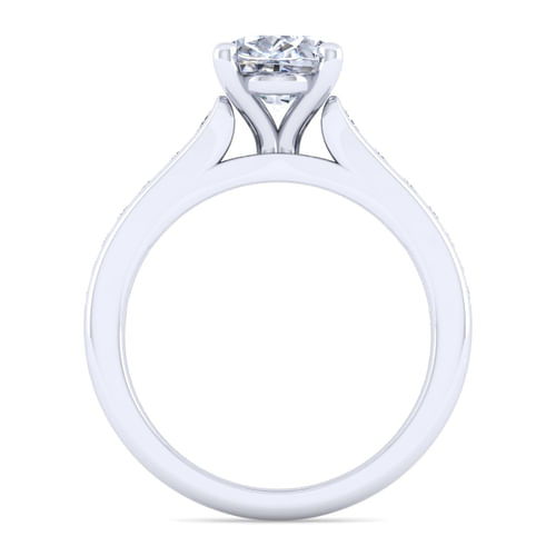 14K White Gold Oval Diamond Channel Set Engagement Ring