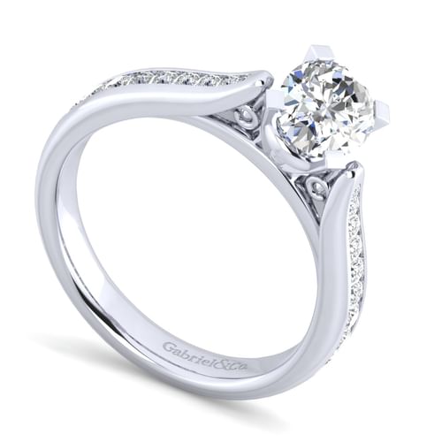 14K White Gold Oval Diamond Channel Set Engagement Ring
