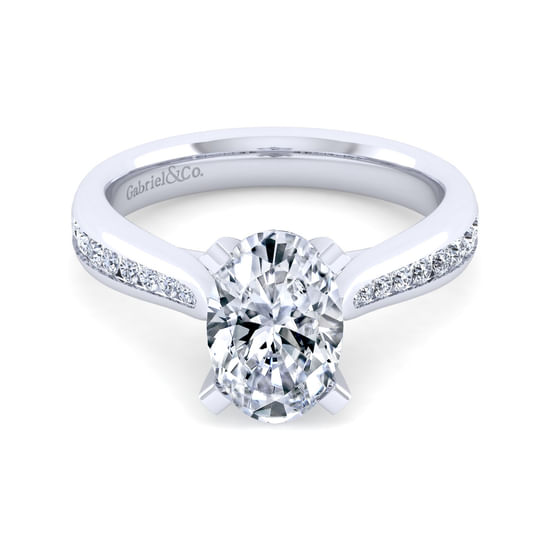 Gabriel - 14K White Gold Oval Diamond Channel Set Engagement Ring