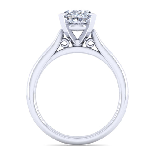 14K White Gold Oval Diamond Channel Set Engagement Ring