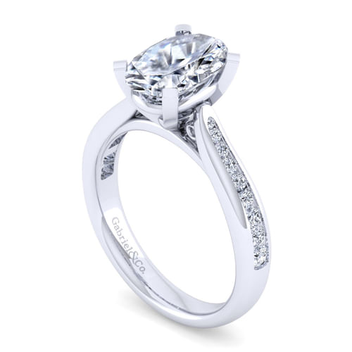 14K White Gold Oval Diamond Channel Set Engagement Ring