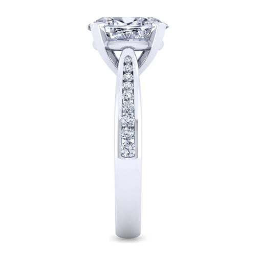 14K White Gold Oval Diamond Channel Set Engagement Ring