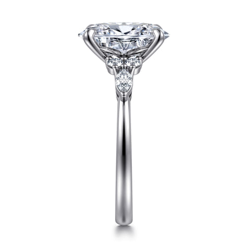14K White Gold Oval Diamond Cluster Engagement Ring