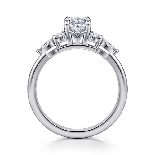 14K White Gold Oval Diamond Cluster Engagement Ring