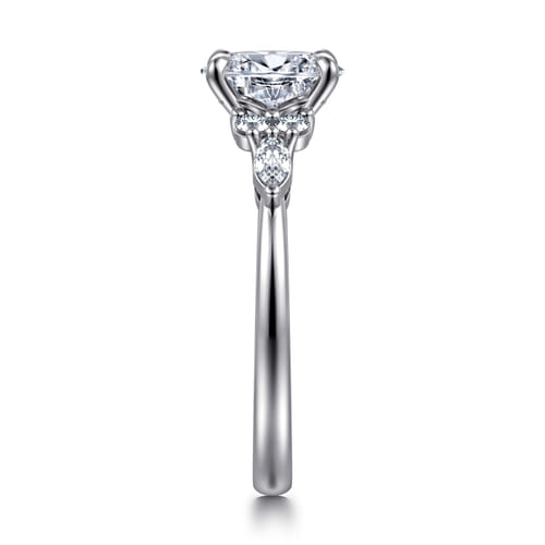 14K White Gold Oval Diamond Cluster Engagement Ring