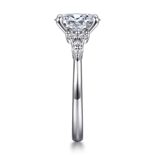 14K White Gold Oval Diamond Cluster Engagement Ring