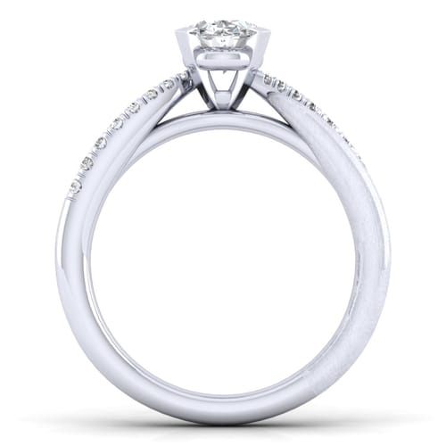 14K White Gold Oval Diamond Engagement Ring