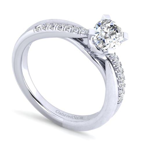 14K White Gold Oval Diamond Engagement Ring