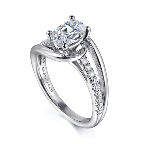 14K White Gold Oval Diamond Engagement Ring