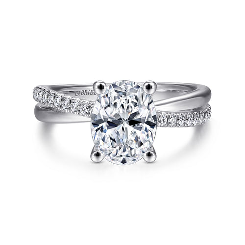 14K White Gold Oval Diamond Engagement Ring