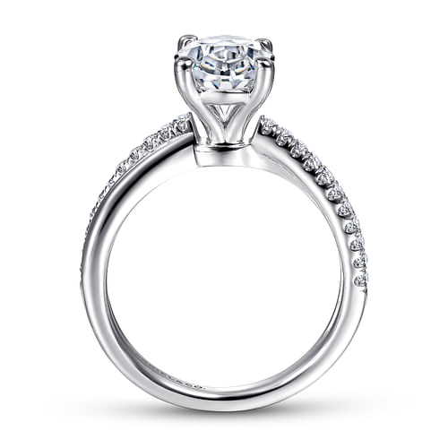 14K White Gold Oval Diamond Engagement Ring