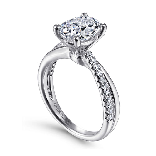 14K White Gold Oval Diamond Engagement Ring