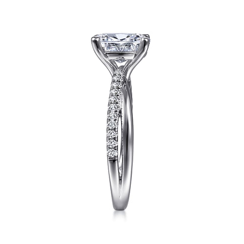 14K White Gold Oval Diamond Engagement Ring