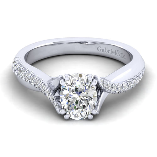 14K White Gold Oval Diamond Engagement Ring