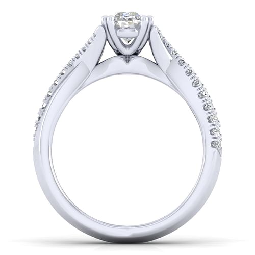 14K White Gold Oval Diamond Engagement Ring