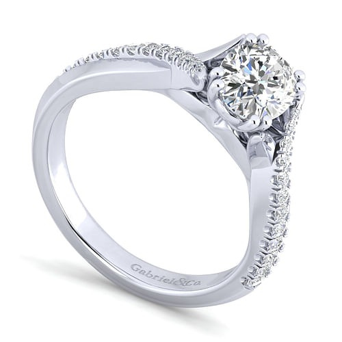 14K White Gold Oval Diamond Engagement Ring
