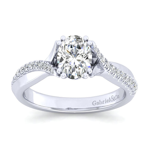 14K White Gold Oval Diamond Engagement Ring