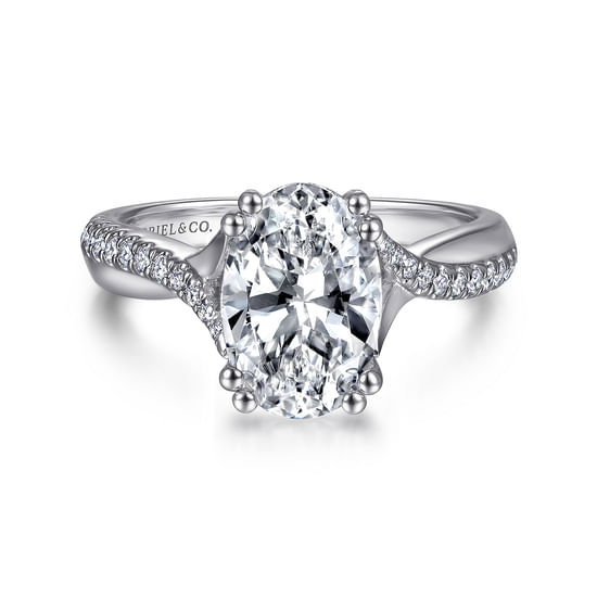 Gabriel - 14K White Gold Oval Diamond Engagement Ring