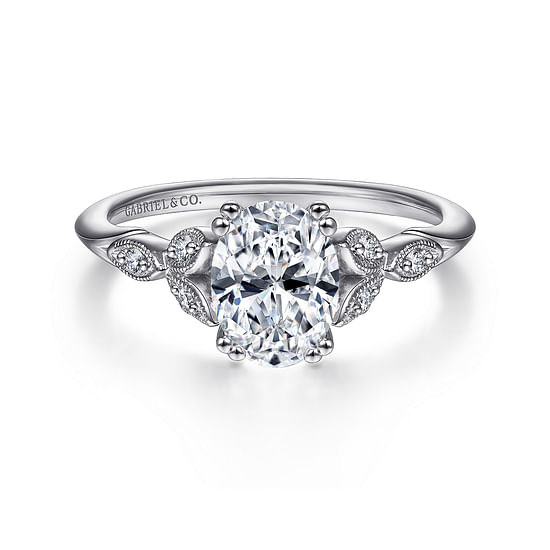 Gabriel - 14K White Gold Oval Diamond Engagement Ring