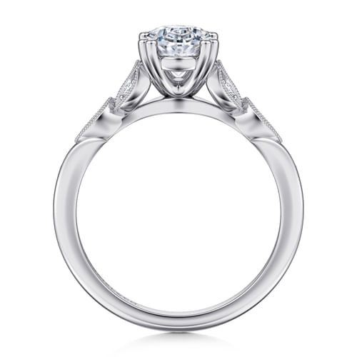 14K White Gold Oval Diamond Engagement Ring