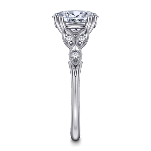 14K White Gold Oval Diamond Engagement Ring