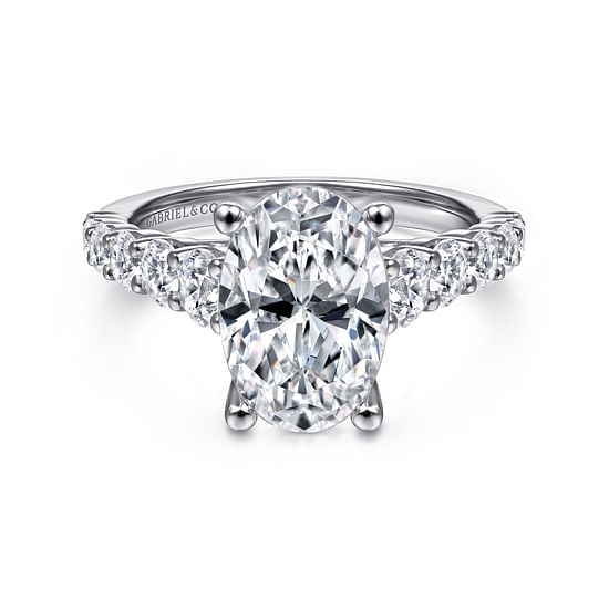 Gabriel - 14K White Gold Oval Diamond Engagement Ring