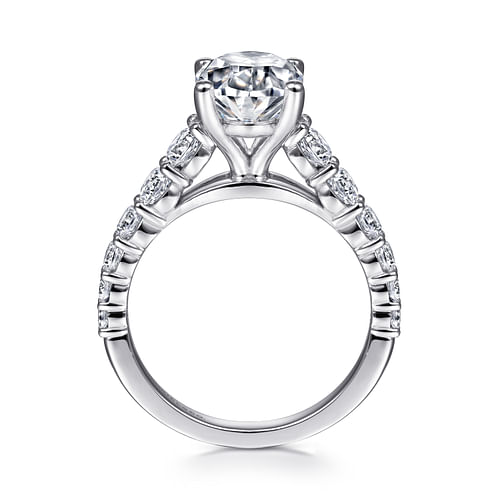 14K White Gold Oval Diamond Engagement Ring