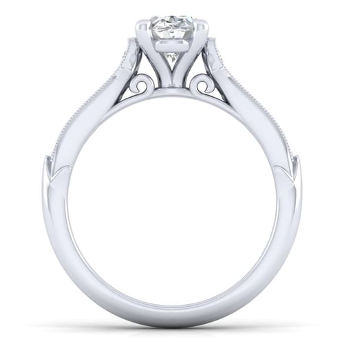 14K White Gold Oval Diamond Engagement Ring