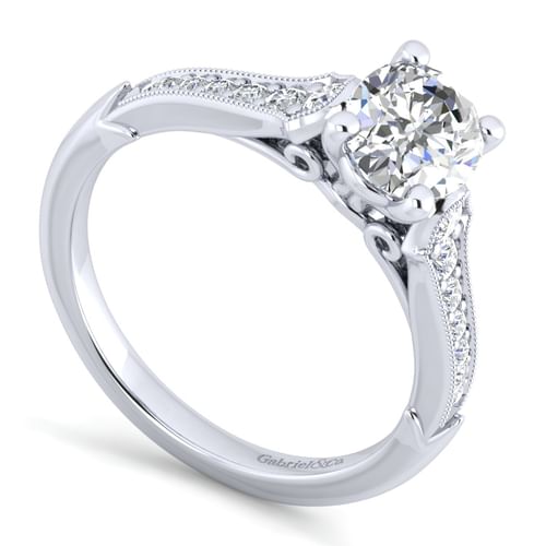 14K White Gold Oval Diamond Engagement Ring