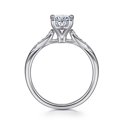 14K White Gold Oval Diamond Engagement Ring