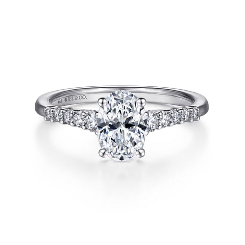 14K White Gold Oval Diamond Engagement Ring