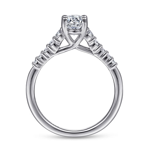 14K White Gold Oval Diamond Engagement Ring