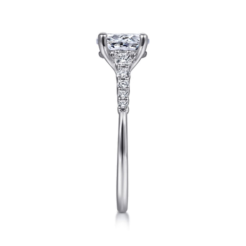 14K White Gold Oval Diamond Engagement Ring
