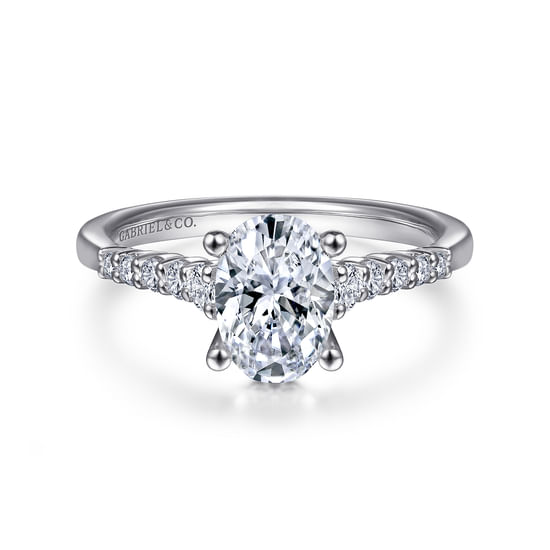 Gabriel - 14K White Gold Oval Diamond Engagement Ring