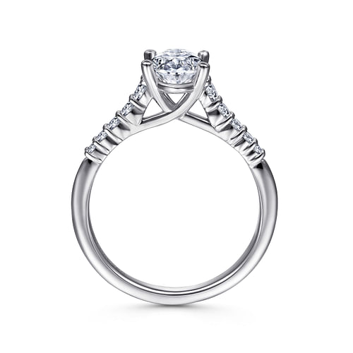 14K White Gold Oval Diamond Engagement Ring