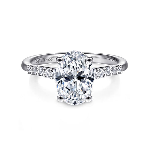 14K White Gold Oval Diamond Engagement Ring