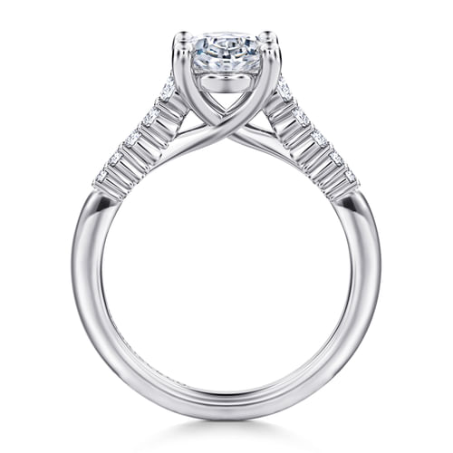 14K White Gold Oval Diamond Engagement Ring