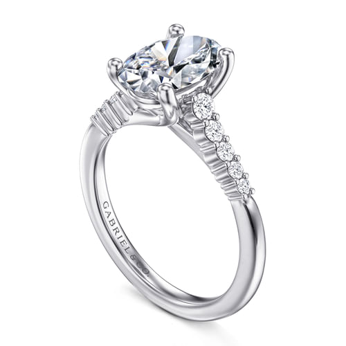 14K White Gold Oval Diamond Engagement Ring
