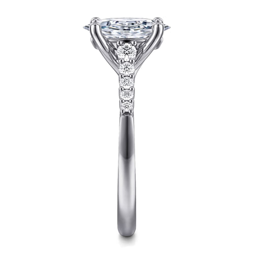 14K White Gold Oval Diamond Engagement Ring
