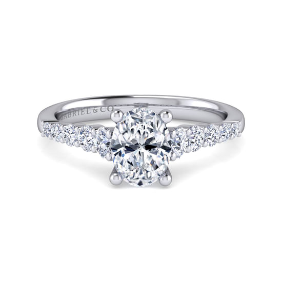Gabriel - 14K White Gold Oval Diamond Engagement Ring