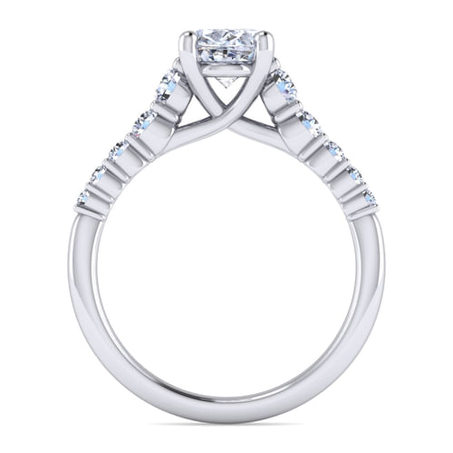 14K White Gold Oval Diamond Engagement Ring