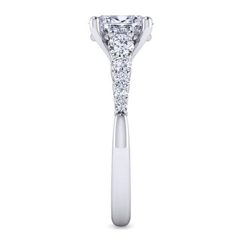 14K White Gold Oval Diamond Engagement Ring