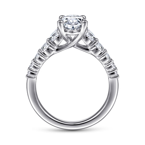 14K White Gold Oval Diamond Engagement Ring
