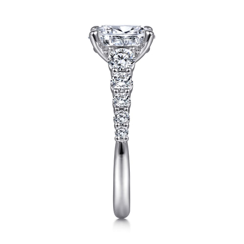 14K White Gold Oval Diamond Engagement Ring