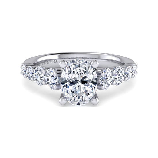 Gabriel - 14K White Gold Oval Diamond Engagement Ring