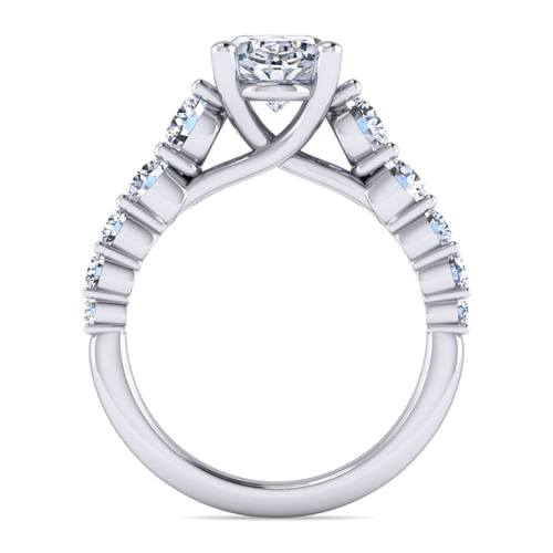 14K White Gold Oval Diamond Engagement Ring