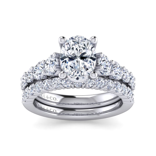 14K White Gold Oval Diamond Engagement Ring